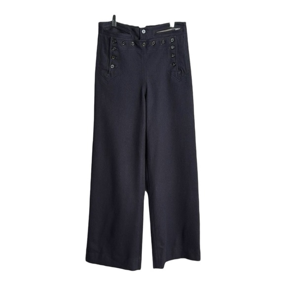 Vintage NAVAL CLOTHING FACTORY WWll Wool Corset Back Blue Trousers Sailor 1940s - Picture 1 of 15